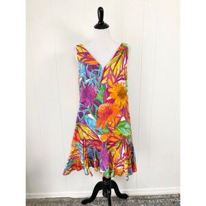 Lauren Ralph Lauren Tropical Floral V-Neck Ruffle Hem Dress Pockets Sz 6 colors
